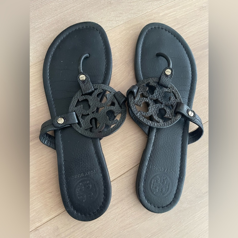 Tory Burch miller black leather sandals size 9 10